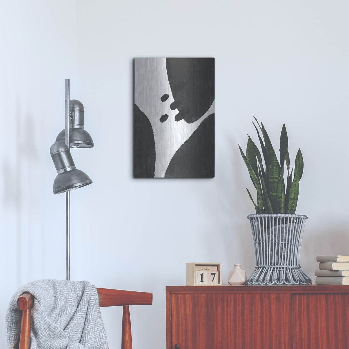 'Abstract Tidepool 1 Black' by Danhui Nai – Metal Wall Art, 16x24 room view