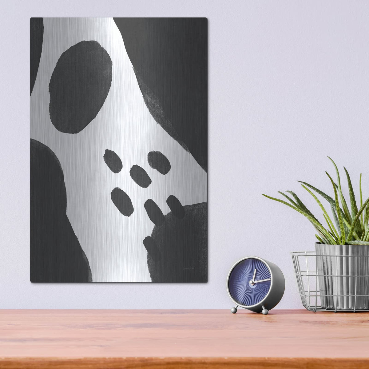 'Abstract Tidepool 2 Black' by Danhui Nai – Metal Wall Art, 12x16 room view
