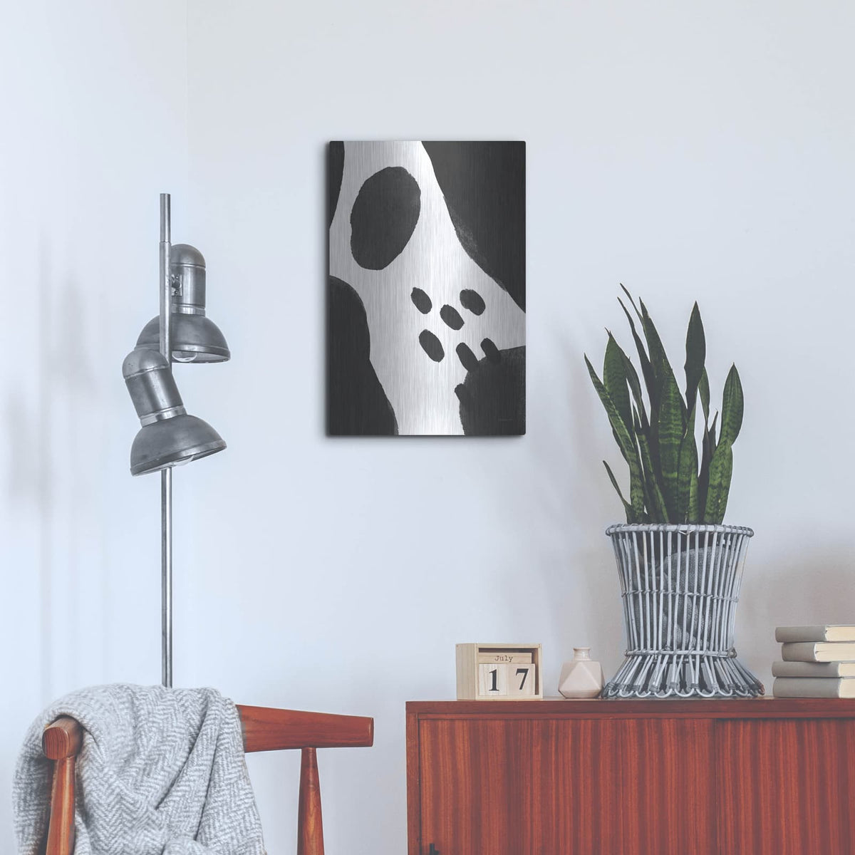 'Abstract Tidepool 2 Black' by Danhui Nai – Metal Wall Art, 16x24 room view