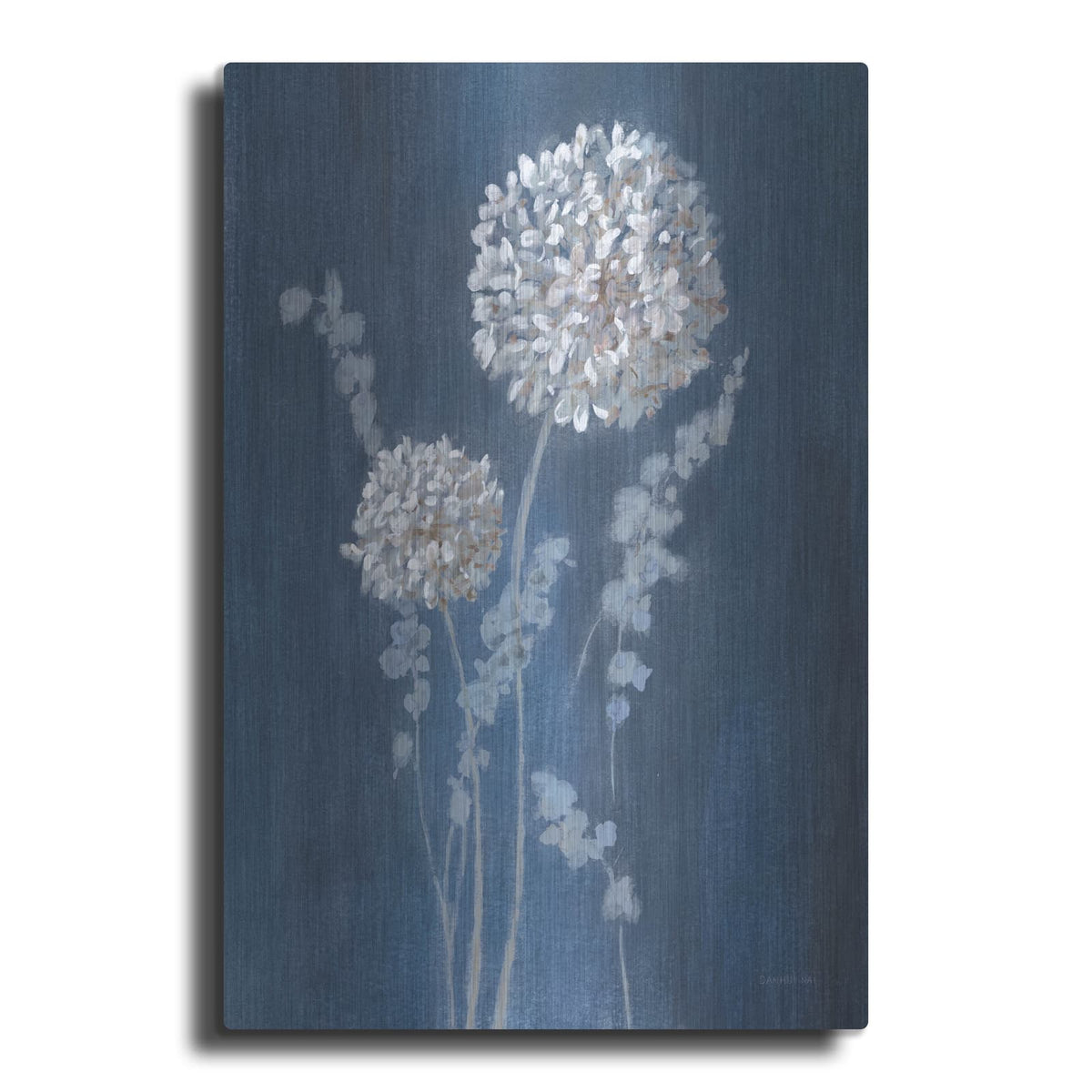 'Airy Blooms 1 Dark Blue' by Danhui Nai – Metal Wall Art