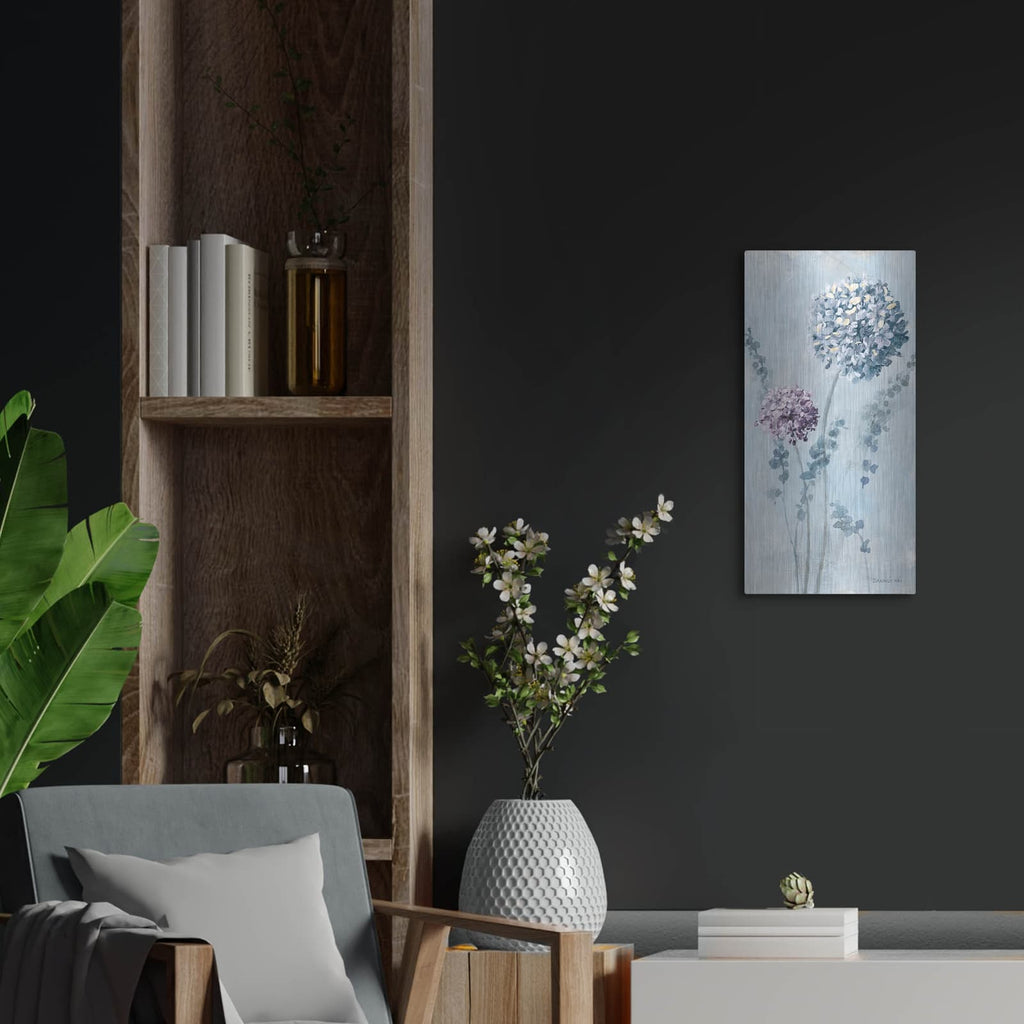 'Airy Blooms 1 Purple' by Danhui Nai – Metal Wall Art, 12x24 room view