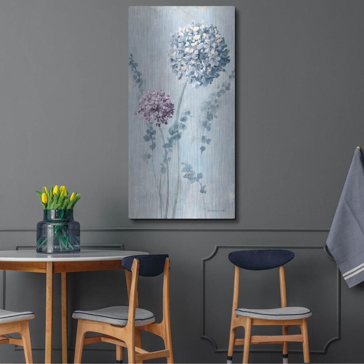 'Airy Blooms 1 Purple' by Danhui Nai – Metal Wall Art, 24x48 room view