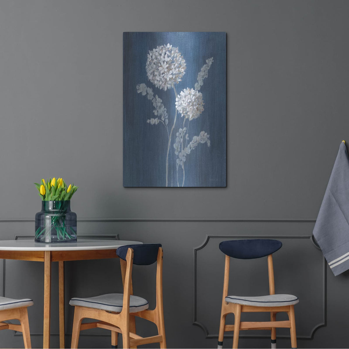 'Airy Blooms 2 Dark Blue' by Danhui Nai – Metal Wall Art, 24x36 room view