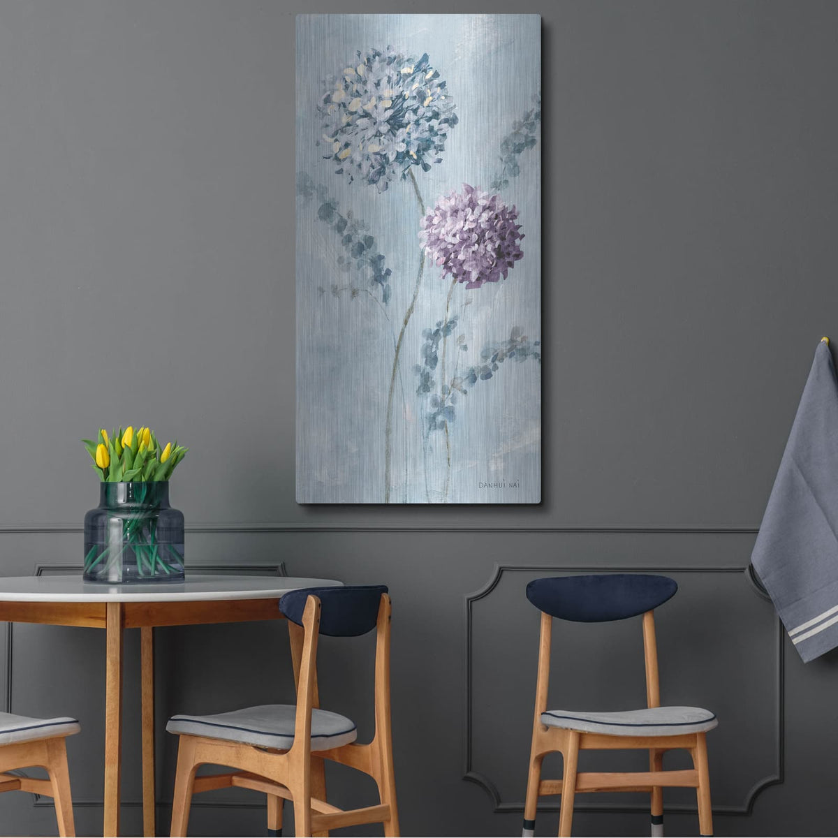 'Airy Blooms 2 Purple' by Danhui Nai – Metal Wall Art, 24x48 room view