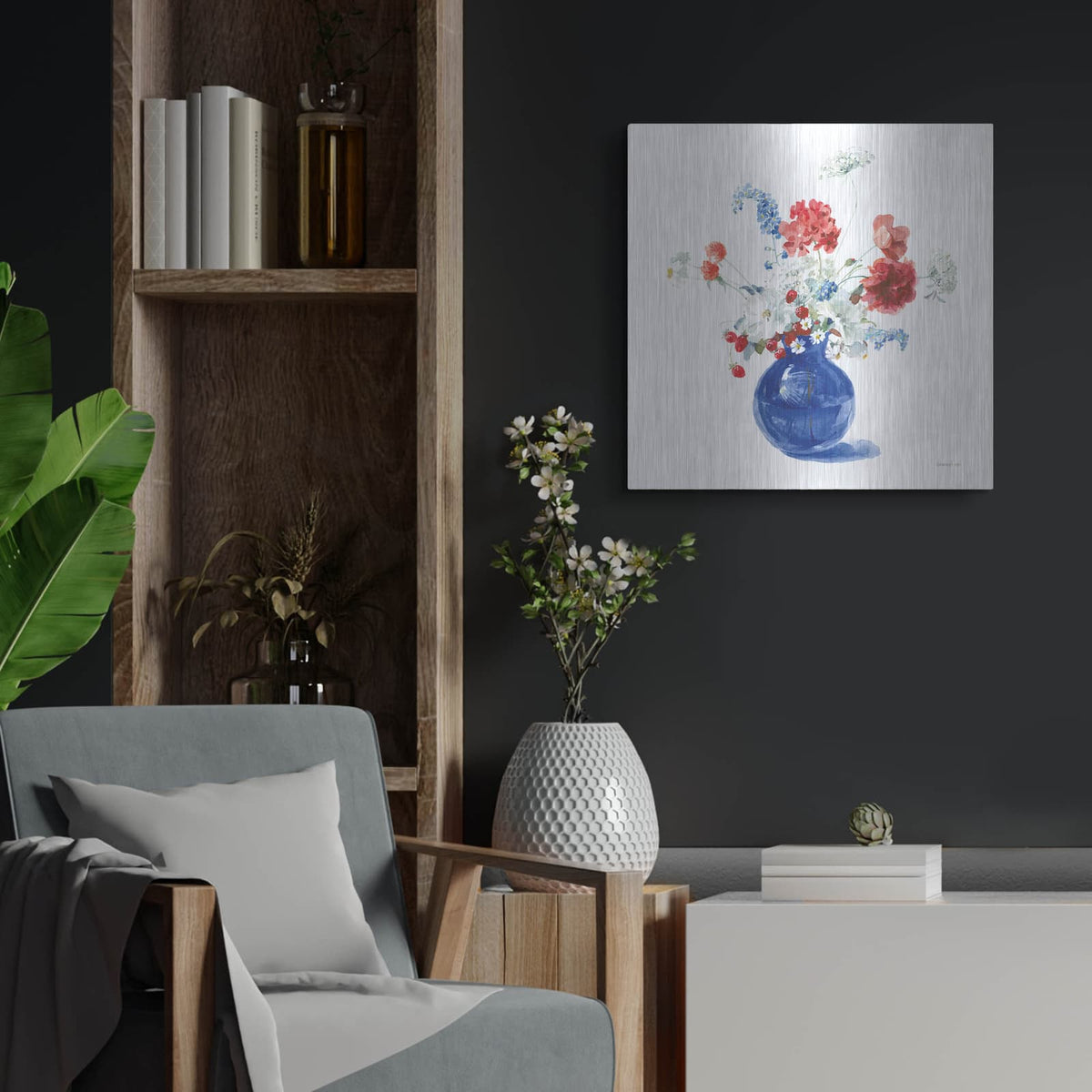 'Americana Bouquet' by Danhui Nai – Metal Wall Art, 24x24 room view