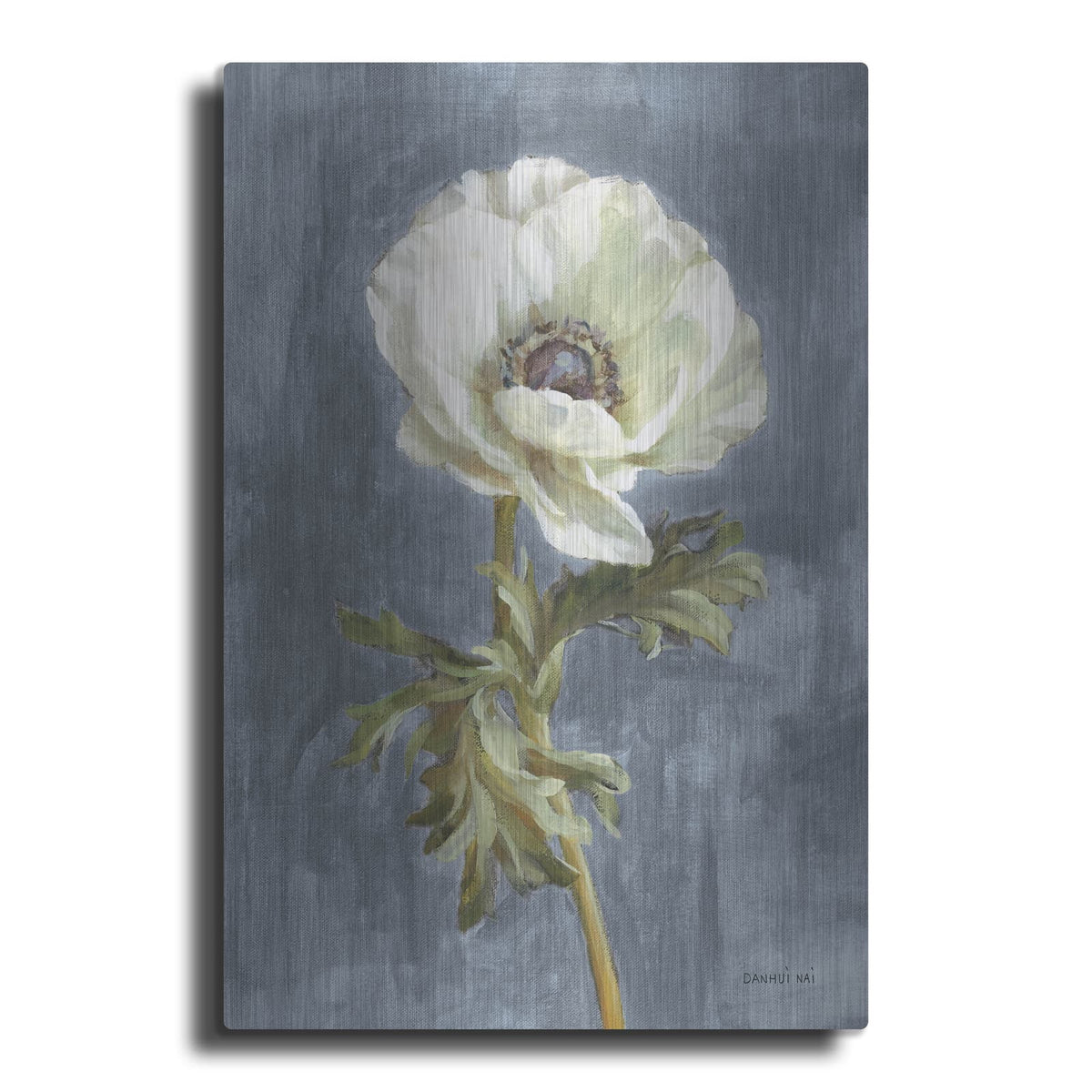 'Anemone On Dusty Blue' by Danhui Nai – Metal Wall Art