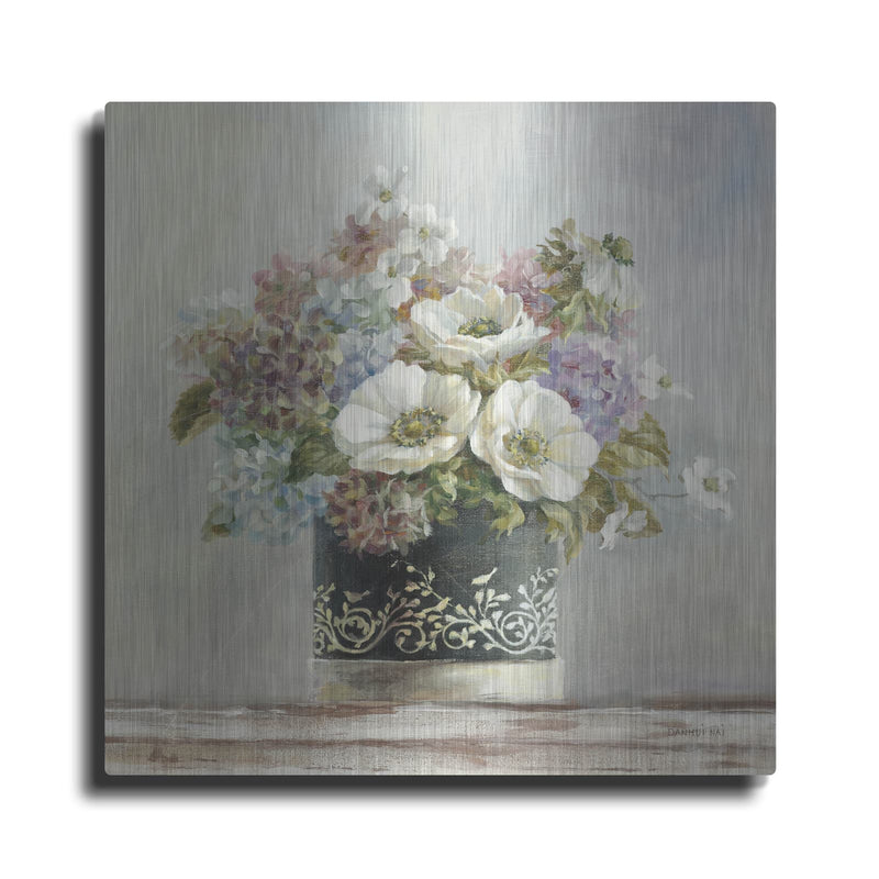'Anemones In Black And White Hatbox' by Danhui Nai – Metal Wall Art
