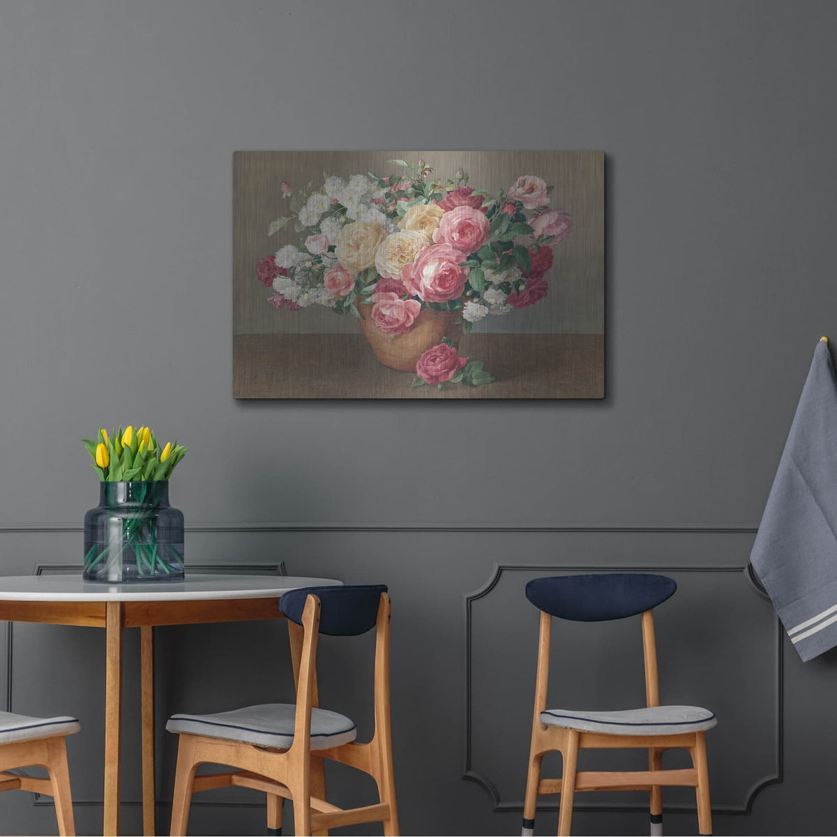 'Antique Rose Bouquet' by Danhui Nai – Metal Wall Art, 36x24 room view