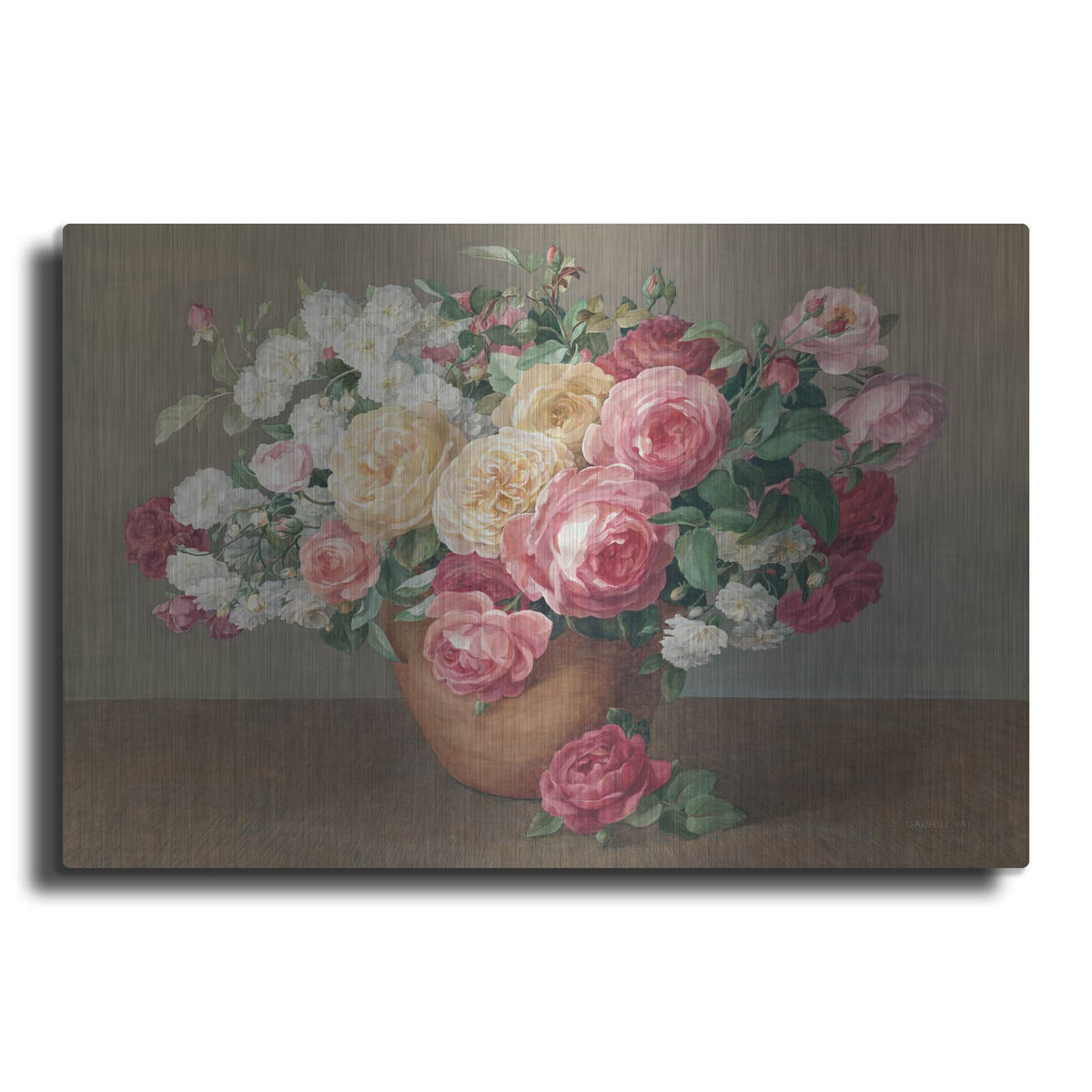 'Antique Rose Bouquet' by Danhui Nai – Metal Wall Art