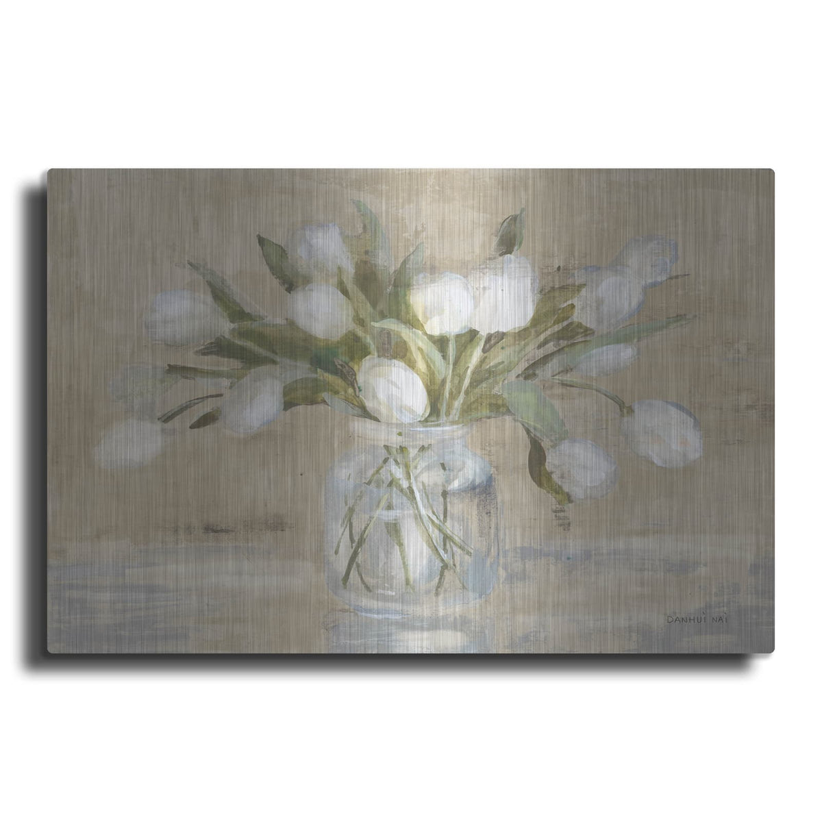 'April Tulips Neutral' by Danhui Nai – Metal Wall Art