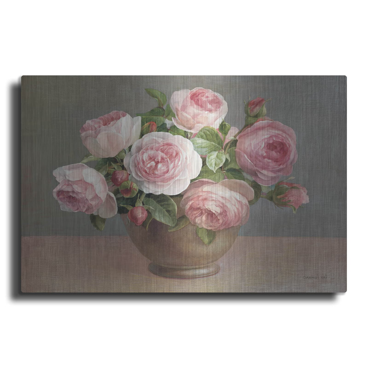 'Arrangement Of Pink Roses' by Danhui Nai – Metal Wall Art