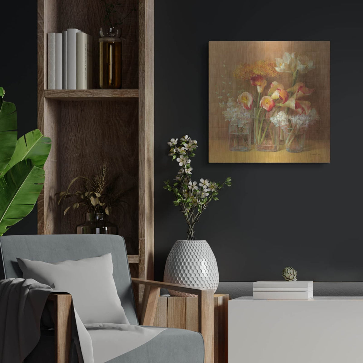 'Autumn Elegance' by Danhui Nai – Metal Wall Art, 24x24 room view