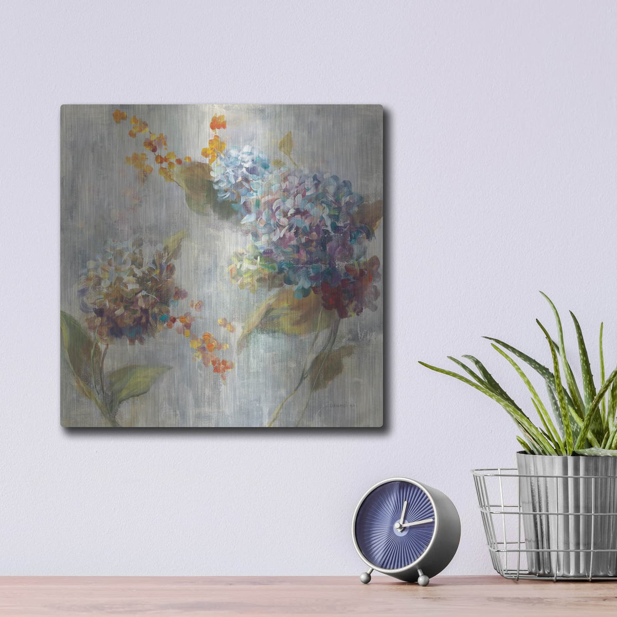 'Autumn Hydrangea 2' by Danhui Nai – Metal Wall Art, 12x12 room view