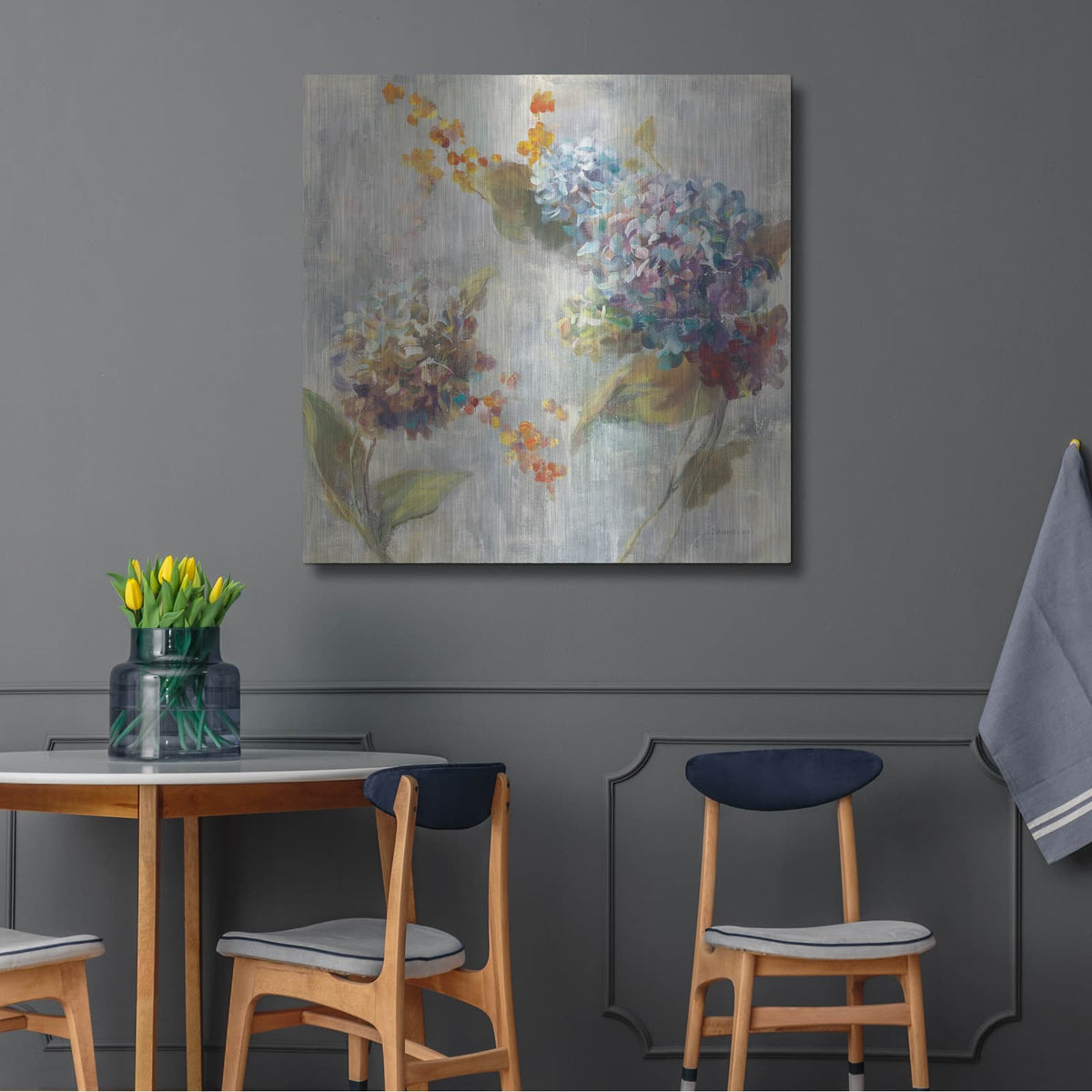 'Autumn Hydrangea 2' by Danhui Nai – Metal Wall Art, 36x36 room view