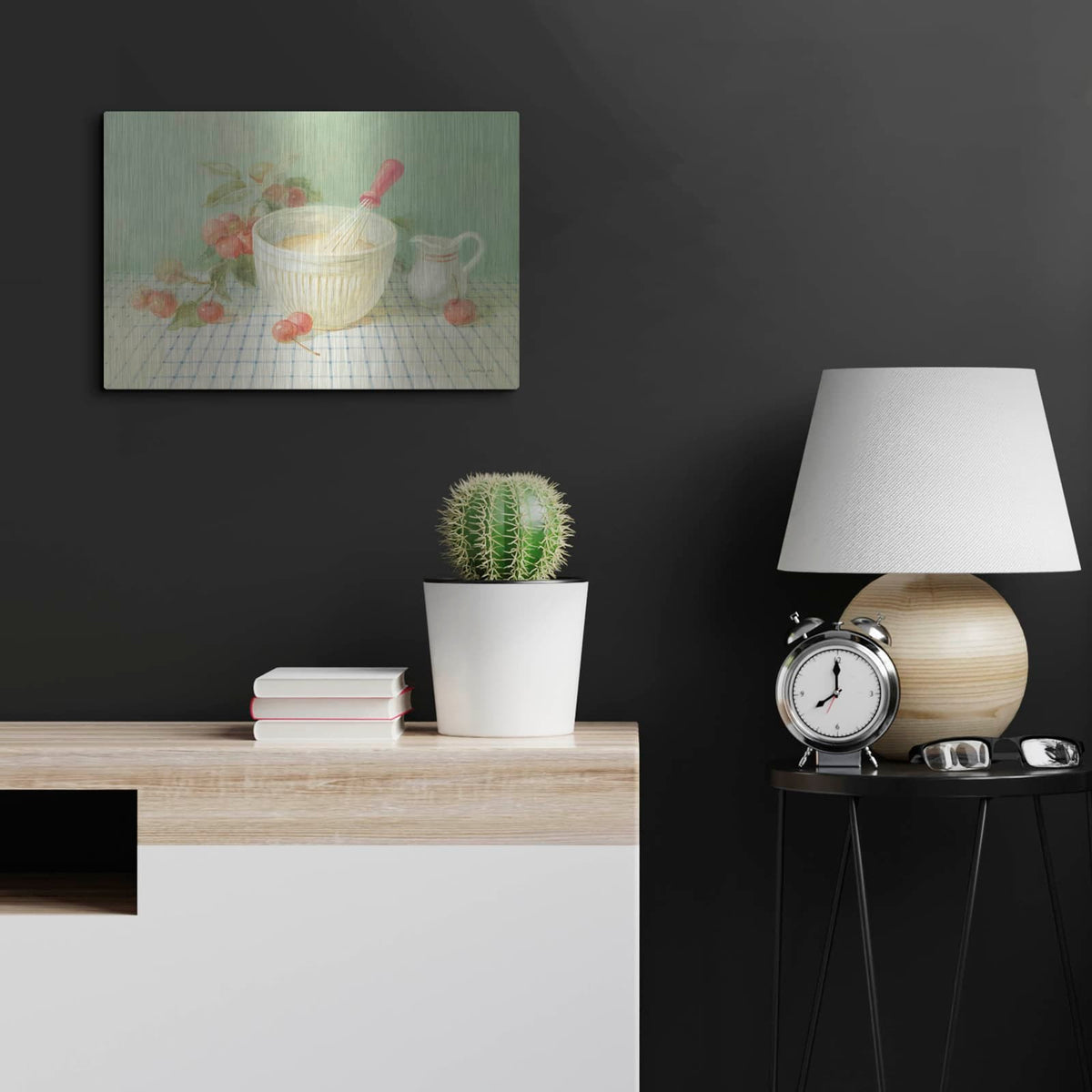 'Baking With Cherries' by Danhui Nai – Metal Wall Art, 24x16 room view