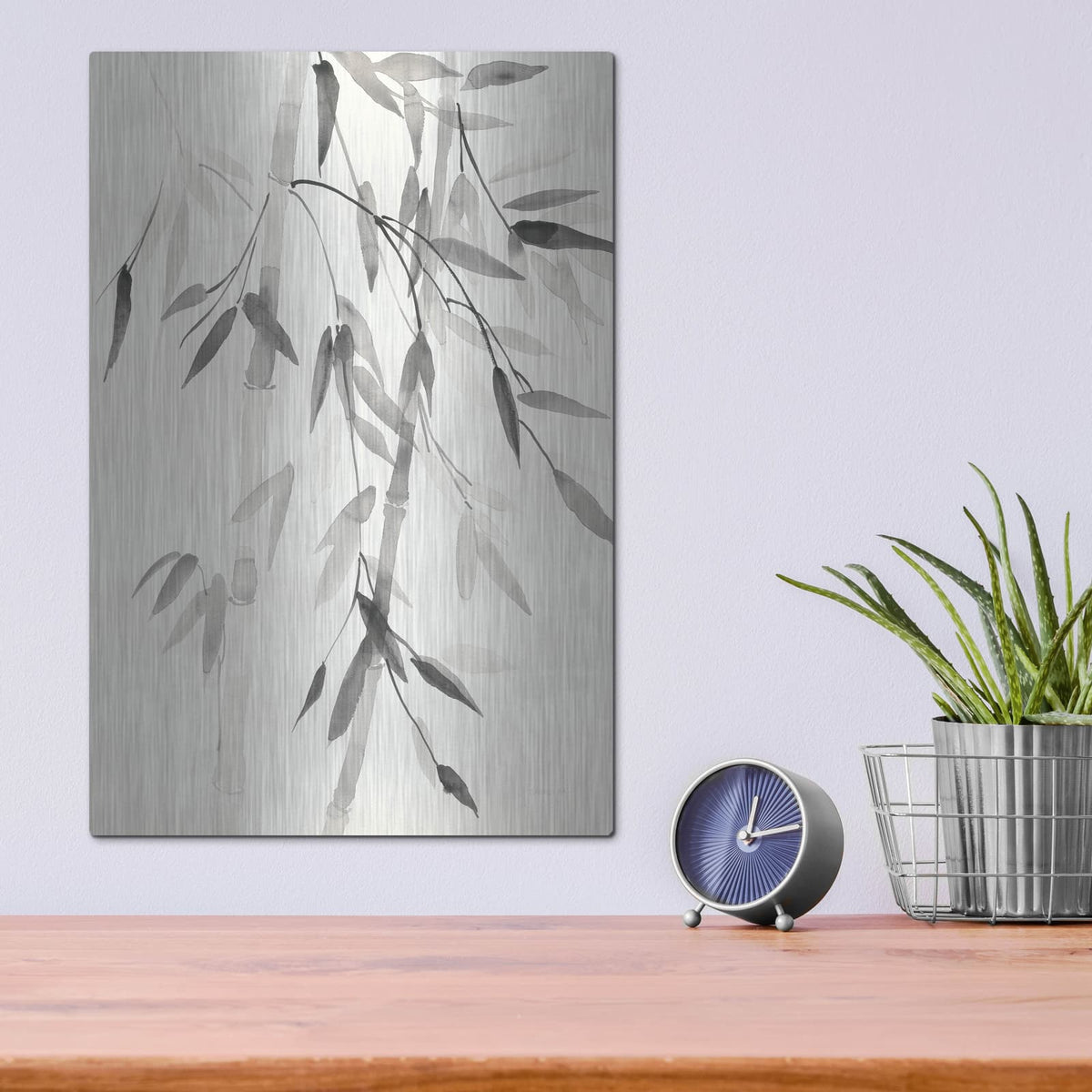 'Bamboo Leaves 5' by Danhui Nai – Metal Wall Art, 12x16 room view