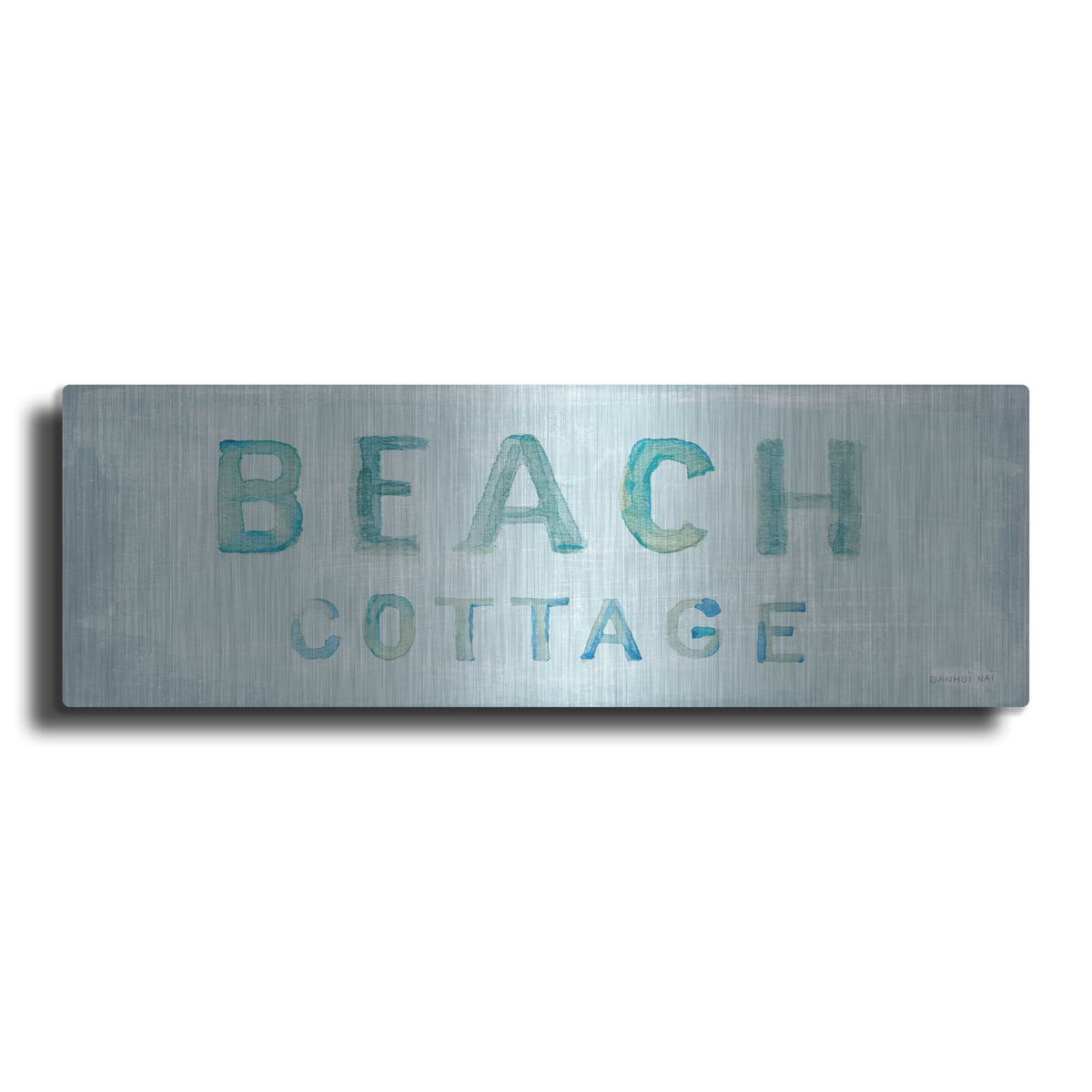 'Beach Cottage Sign' by Danhui Nai – Metal Wall Art