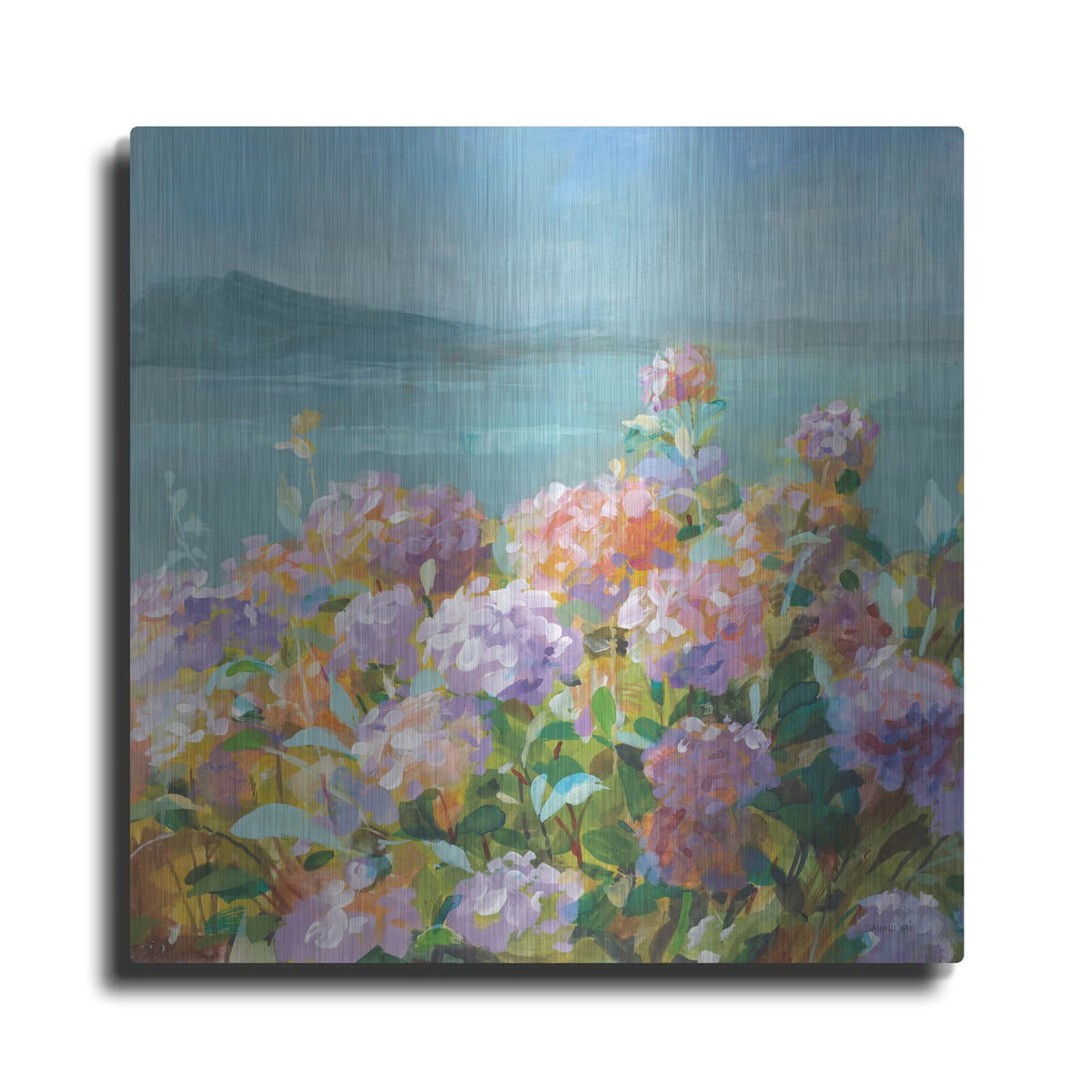 'Beach Hydrangeas' by Danhui Nai – Metal Wall Art