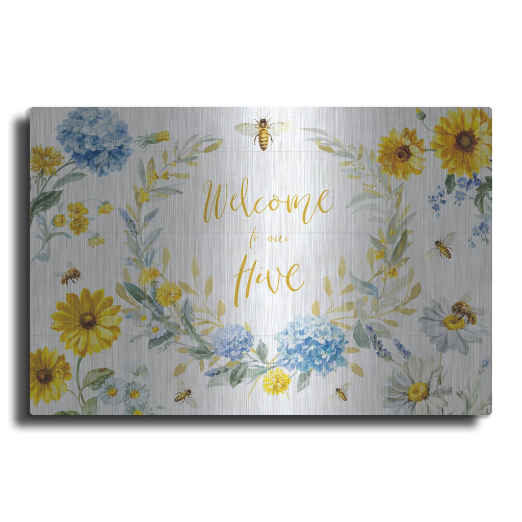'Bees And Blooms Flowers 1' by Danhui Nai – Metal Wall Art