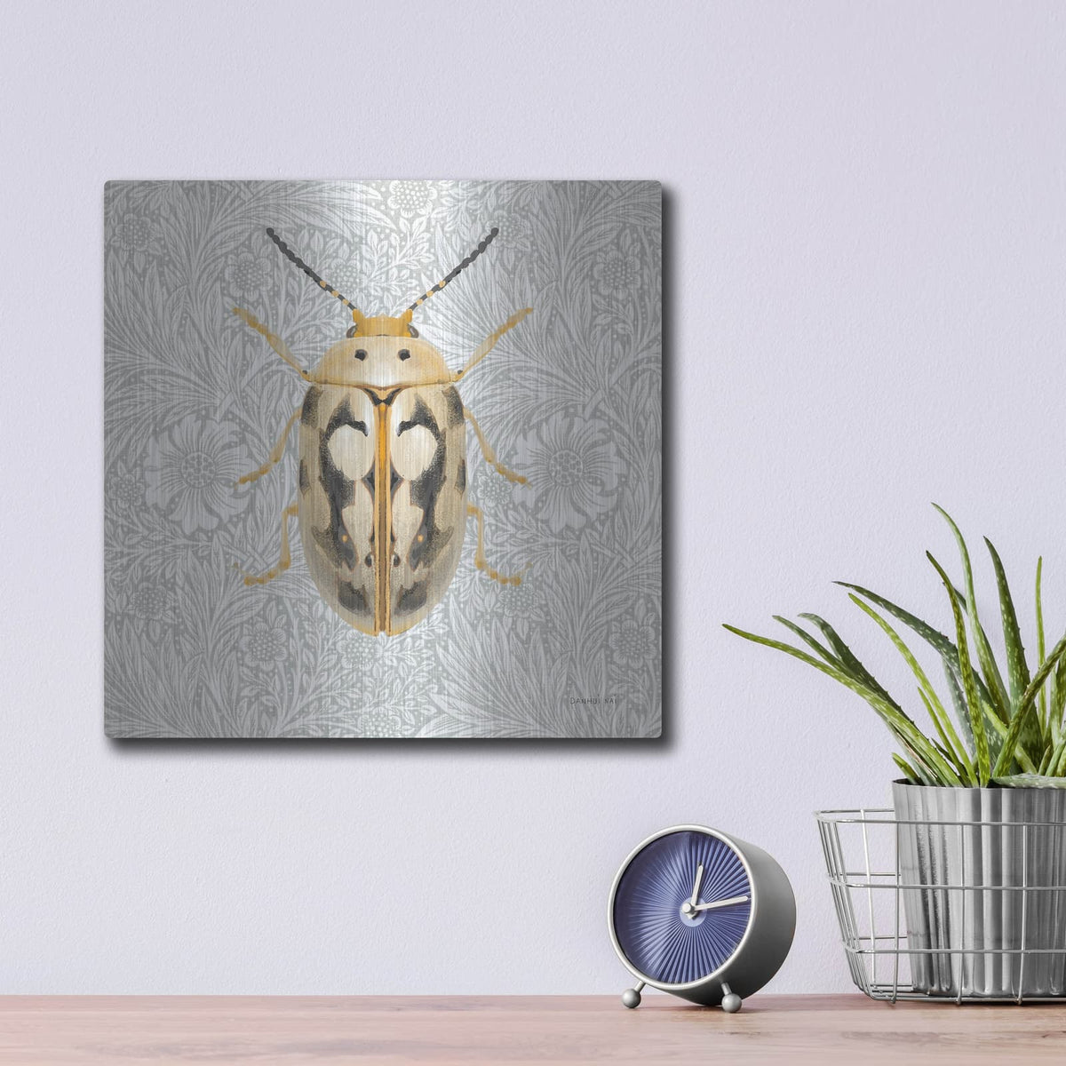 'Beetles And Butterflies 3' by Danhui Nai – Metal Wall Art, 12x12 room view