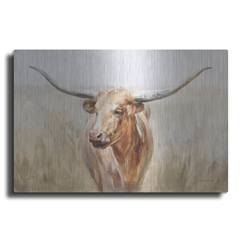 'Big Sky Longhorn Neutral' by Danhui Nai – Metal Wall Art