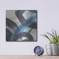 'Blue Brushy Abstract 1 C' by Danhui Nai – Metal Wall Art, 12x12 room view