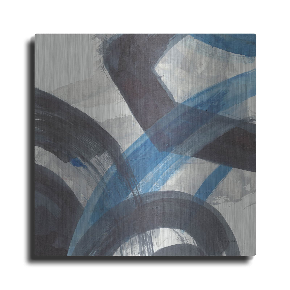 'Blue Brushy Abstract 1 C' by Danhui Nai – Metal Wall Art