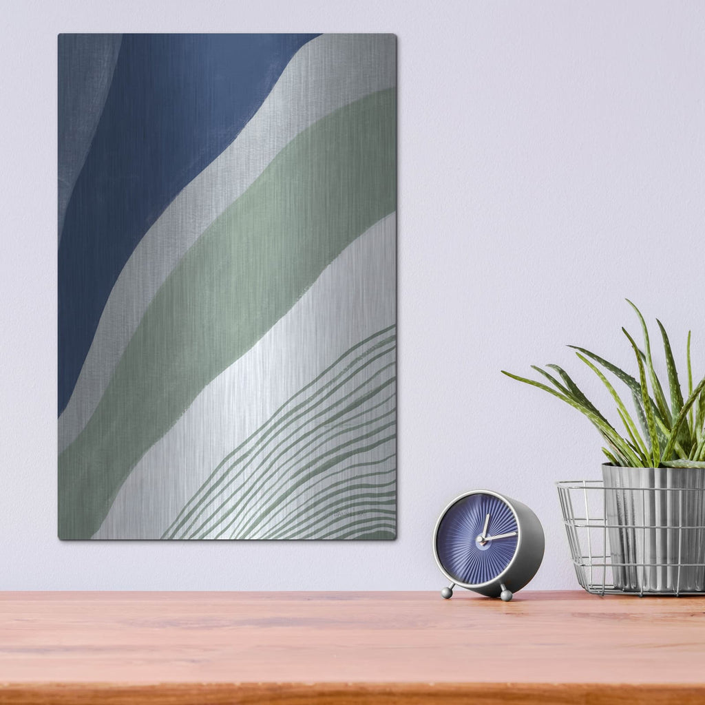 'Blue Green Abstract 4' by Danhui Nai – Metal Wall Art, 12x16 room view