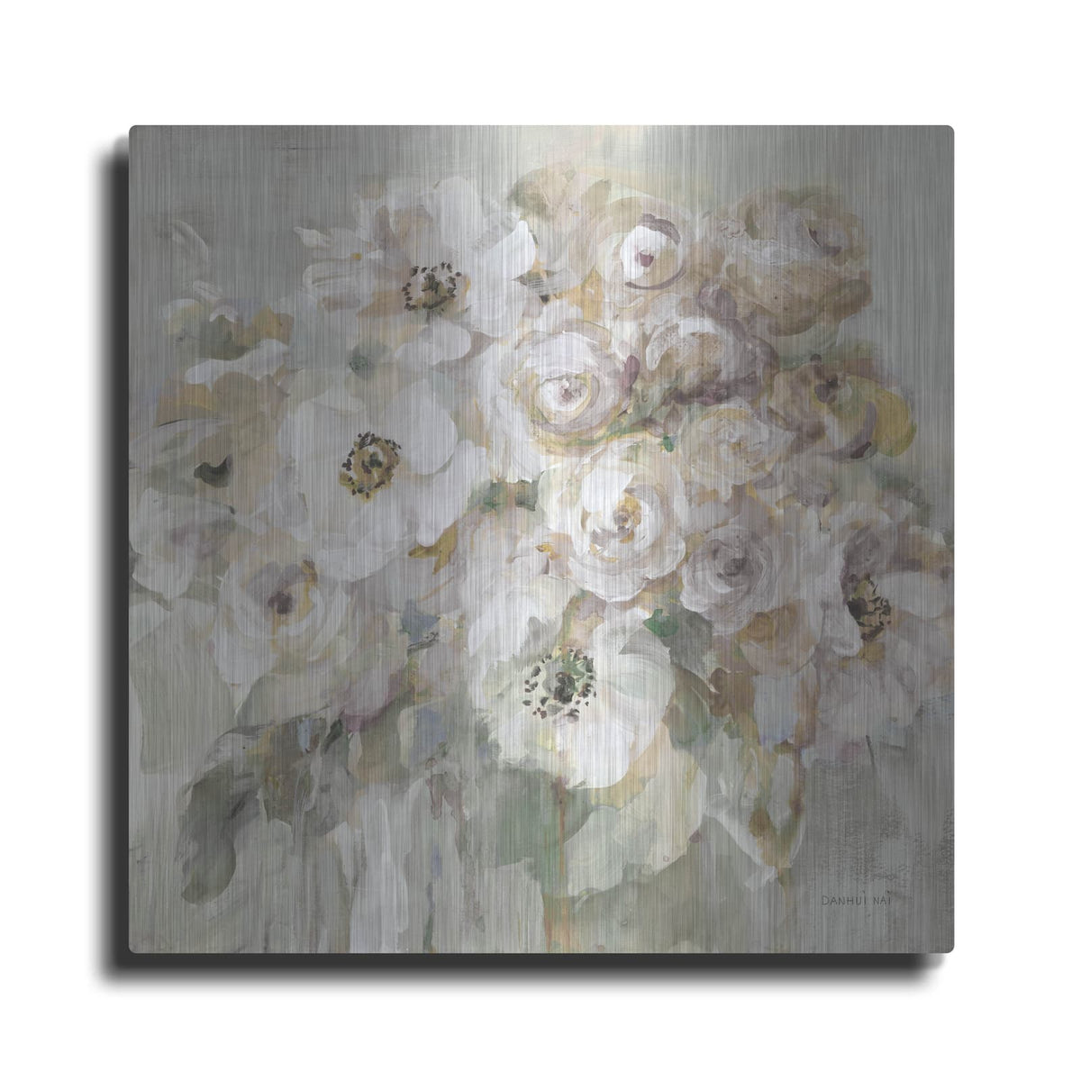 'Blushing Bouquet Neutral' by Danhui Nai – Metal Wall Art