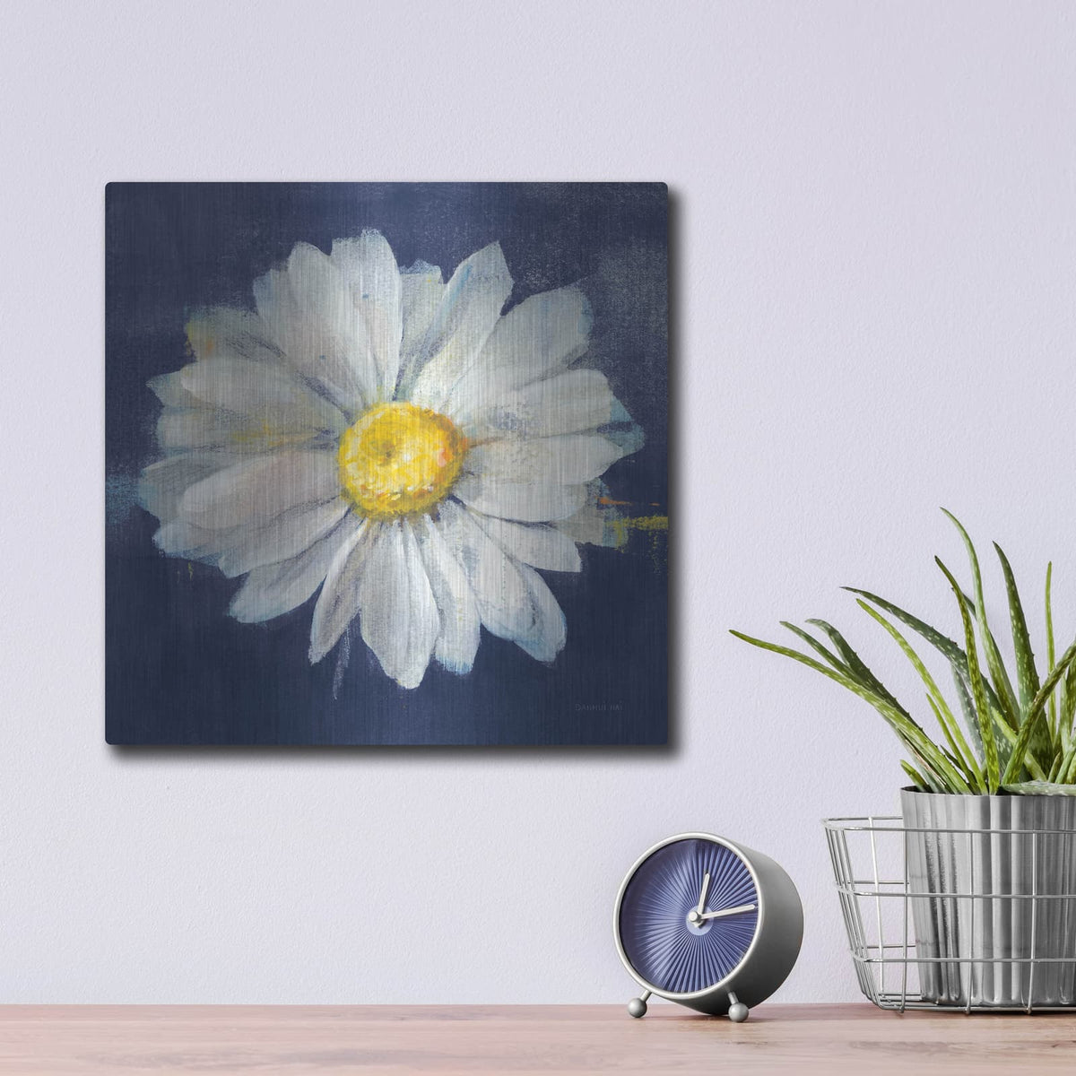 'Boldest Bloom 2 Dark Blue' by Danhui Nai – Metal Wall Art, 12x12 room view