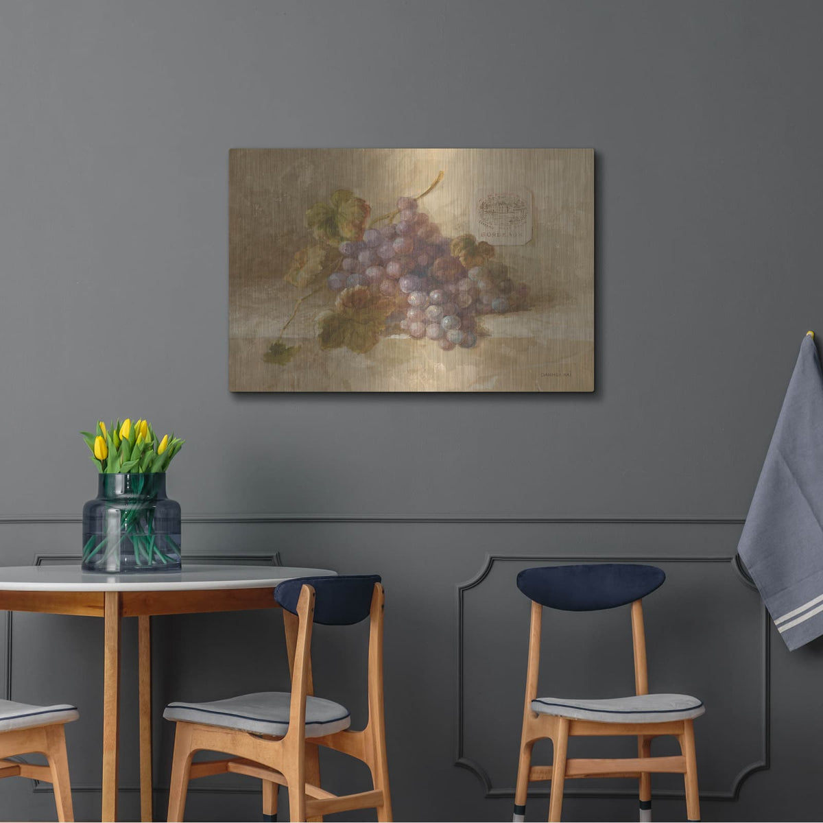 'Bordeaux Grapes' by Danhui Nai – Metal Wall Art, 36x24 room view