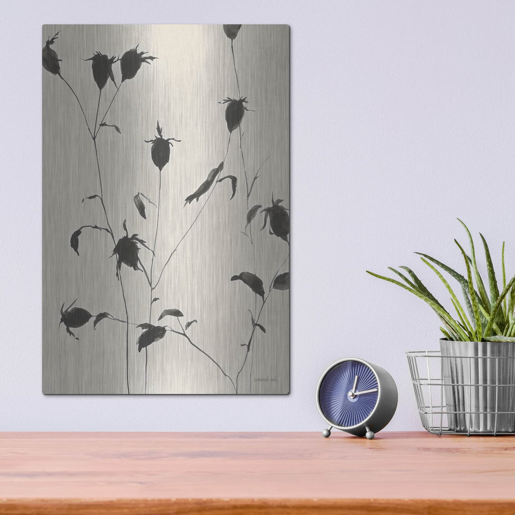 'Botanical Shadows 2 Beige' by Danhui Nai – Metal Wall Art, 12x16 room view