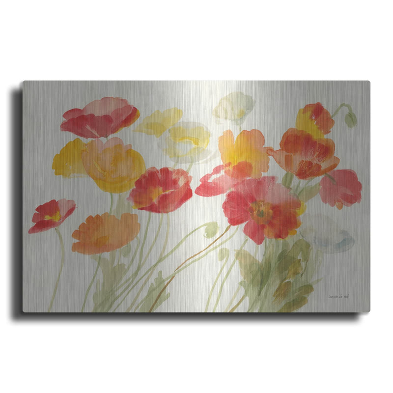 'Bright Poppies 1' by Danhui Nai – Metal Wall Art