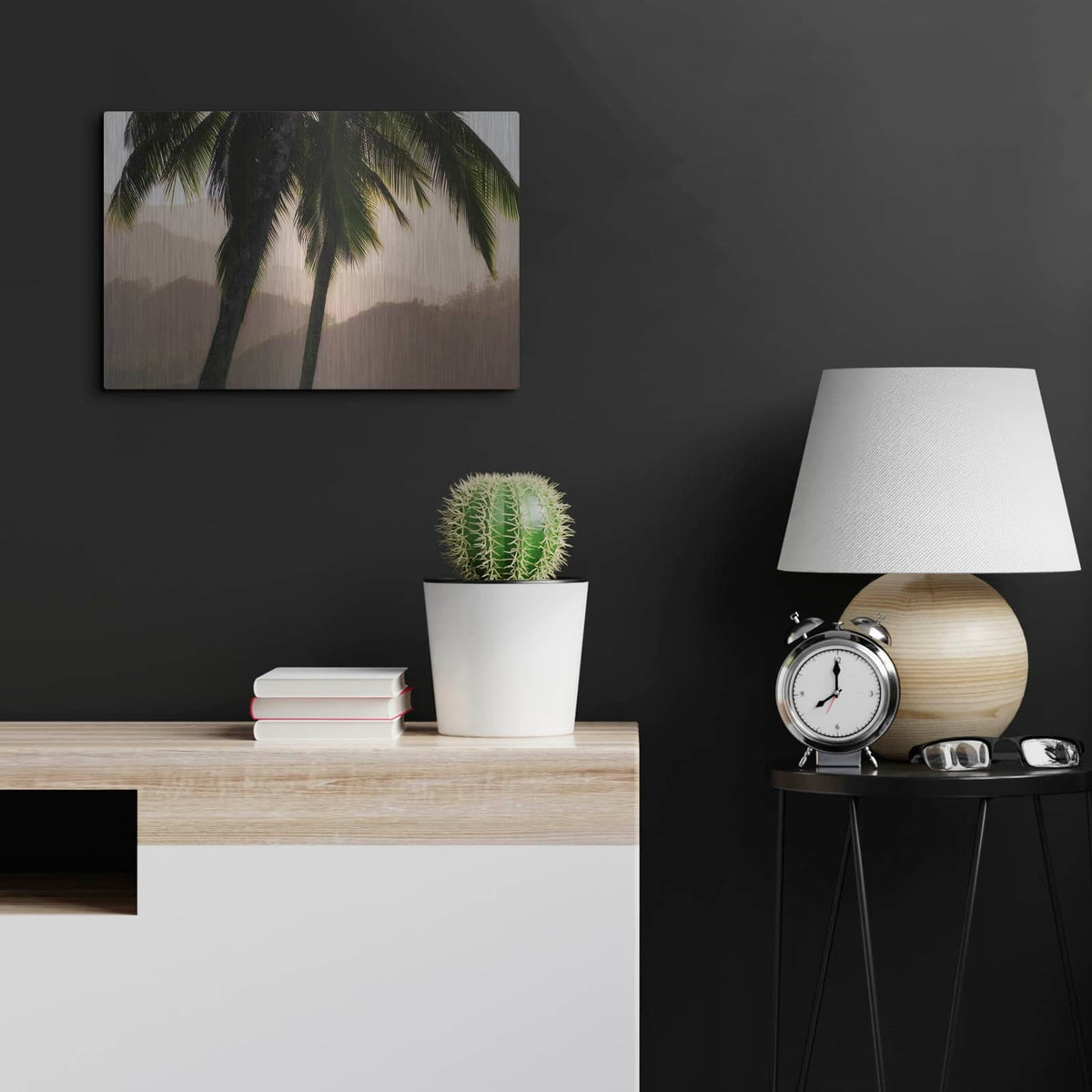 'Misty Palms I' by Dennis Frates – Metal Wall Art, 24x16 room view