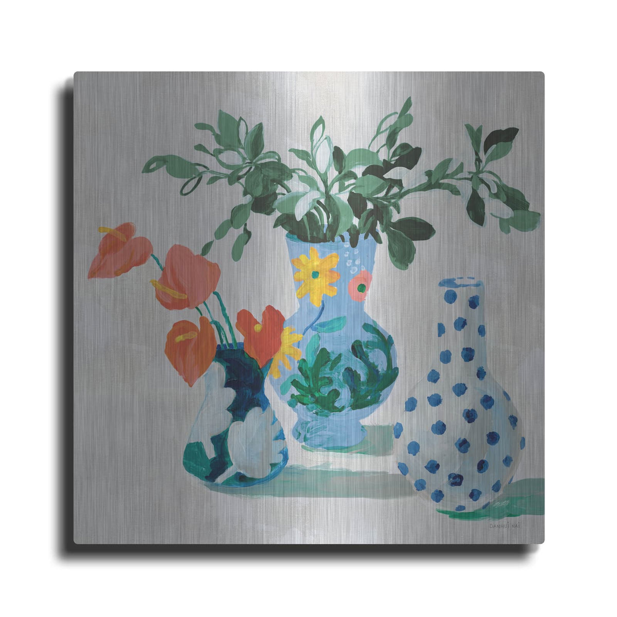 'Bungalow Vases Green' by Danhui Nai – Metal Wall Art