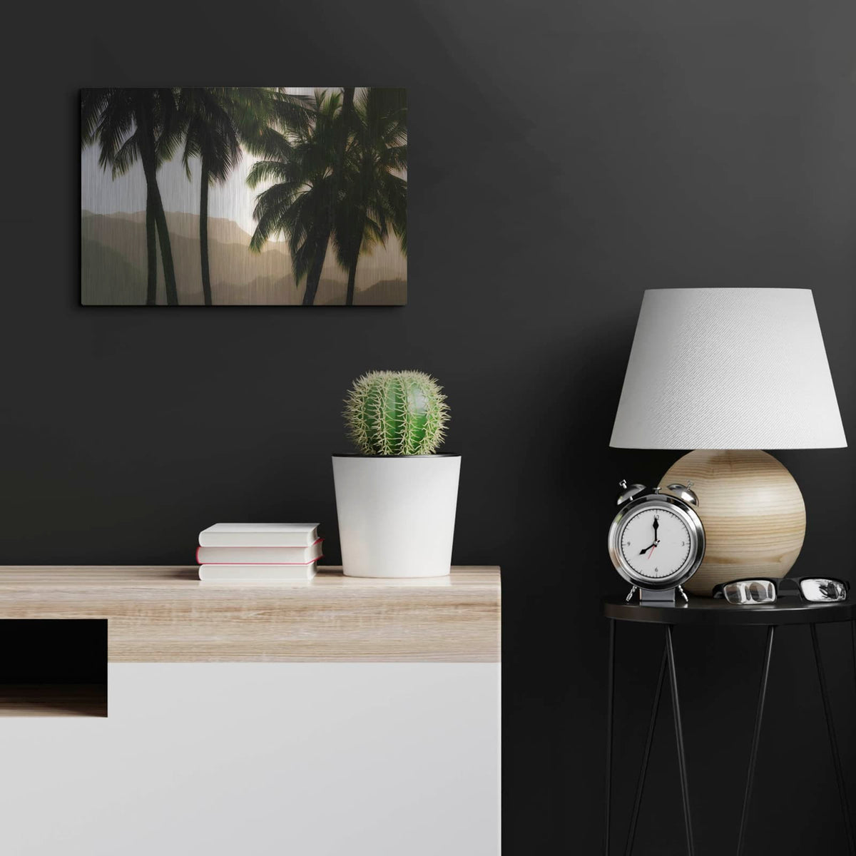 'Misty Palms II' by Dennis Frates – Metal Wall Art, 24x16 room view