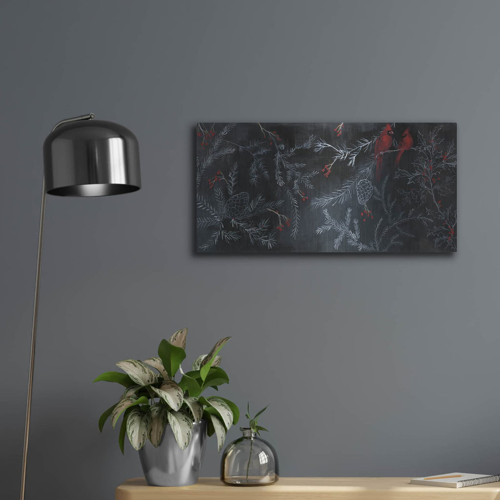 'Cardinal Chalkboard' by Danhui Nai – Metal Wall Art, 24x12 room view