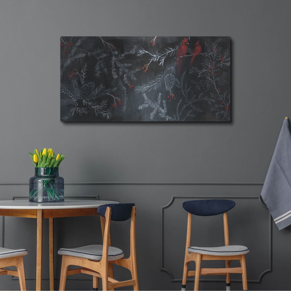 'Cardinal Chalkboard' by Danhui Nai – Metal Wall Art, 48x24 room view