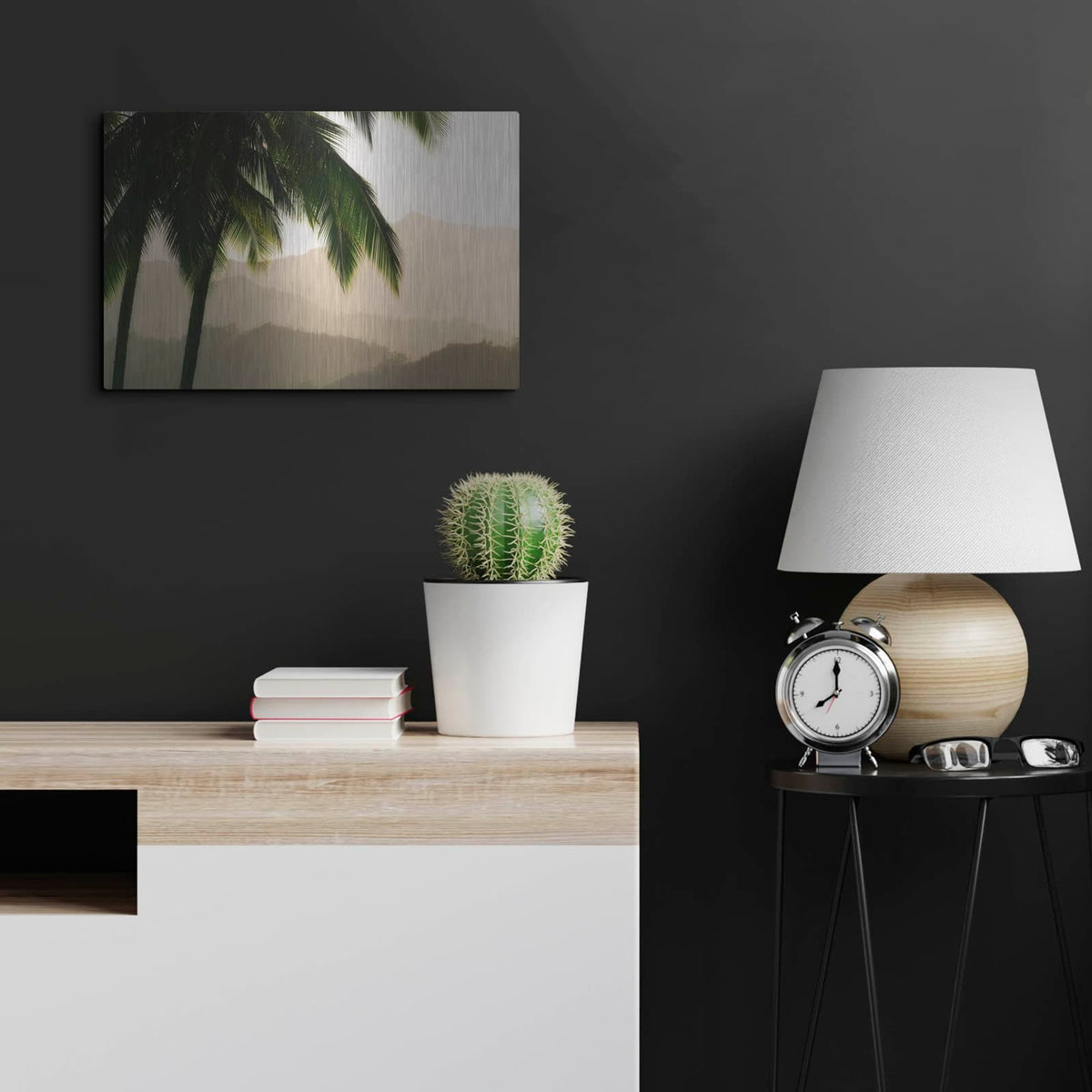 'Misty Palms III' by Dennis Frates – Metal Wall Art, 24x16 room view