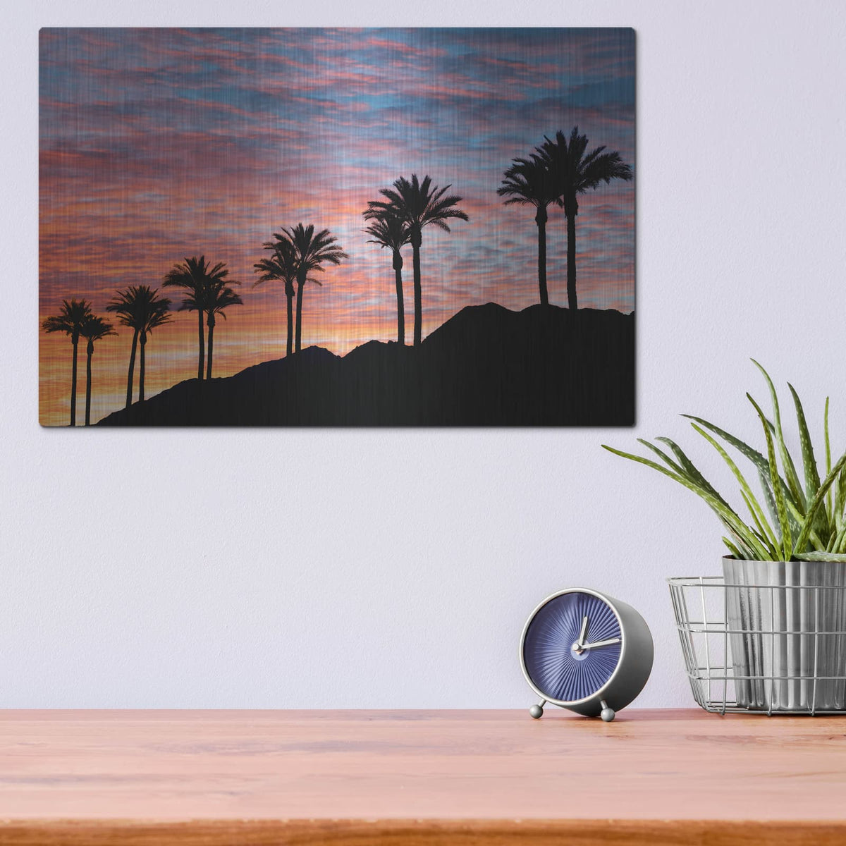 'Palm Tree Sunset' by Dennis Frates – Metal Wall Art, 16x12 room view