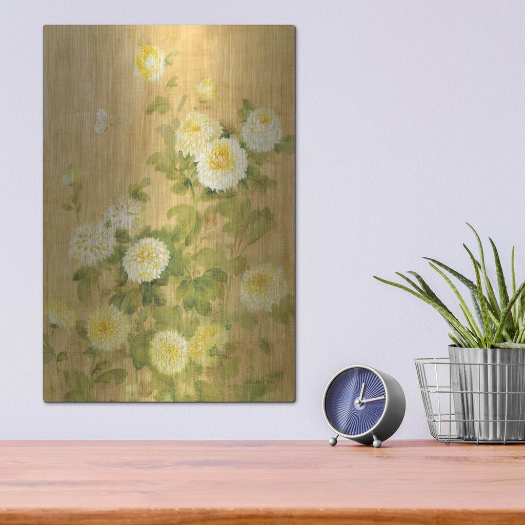 'Chrysanthemums 1' by Danhui Nai – Metal Wall Art, 12x16 room view