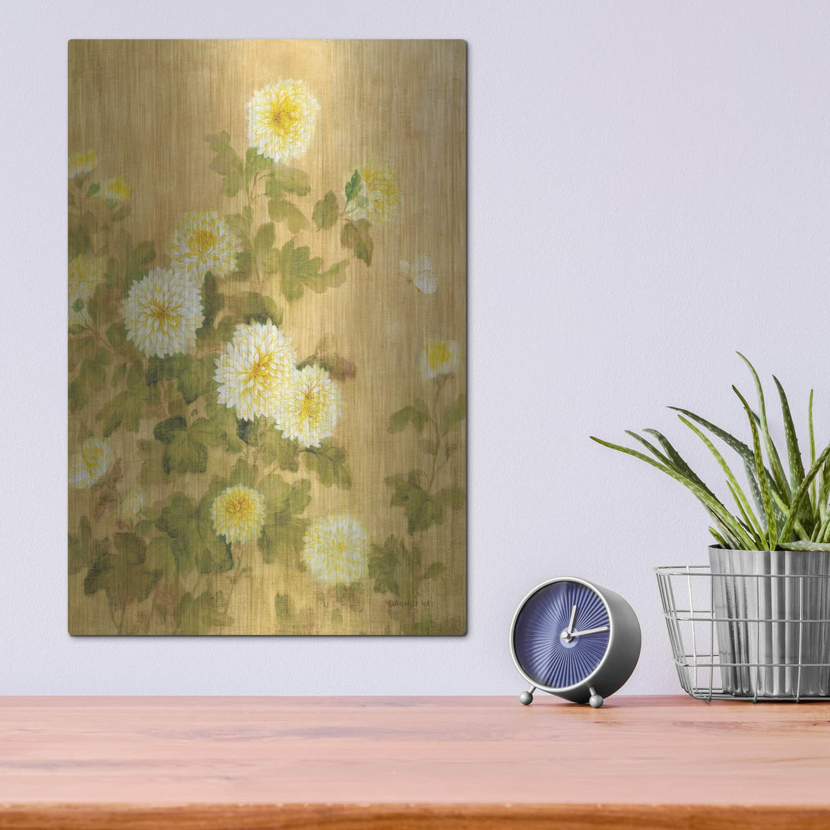 'Chrysanthemums 2' by Danhui Nai – Metal Wall Art, 12x16 room view