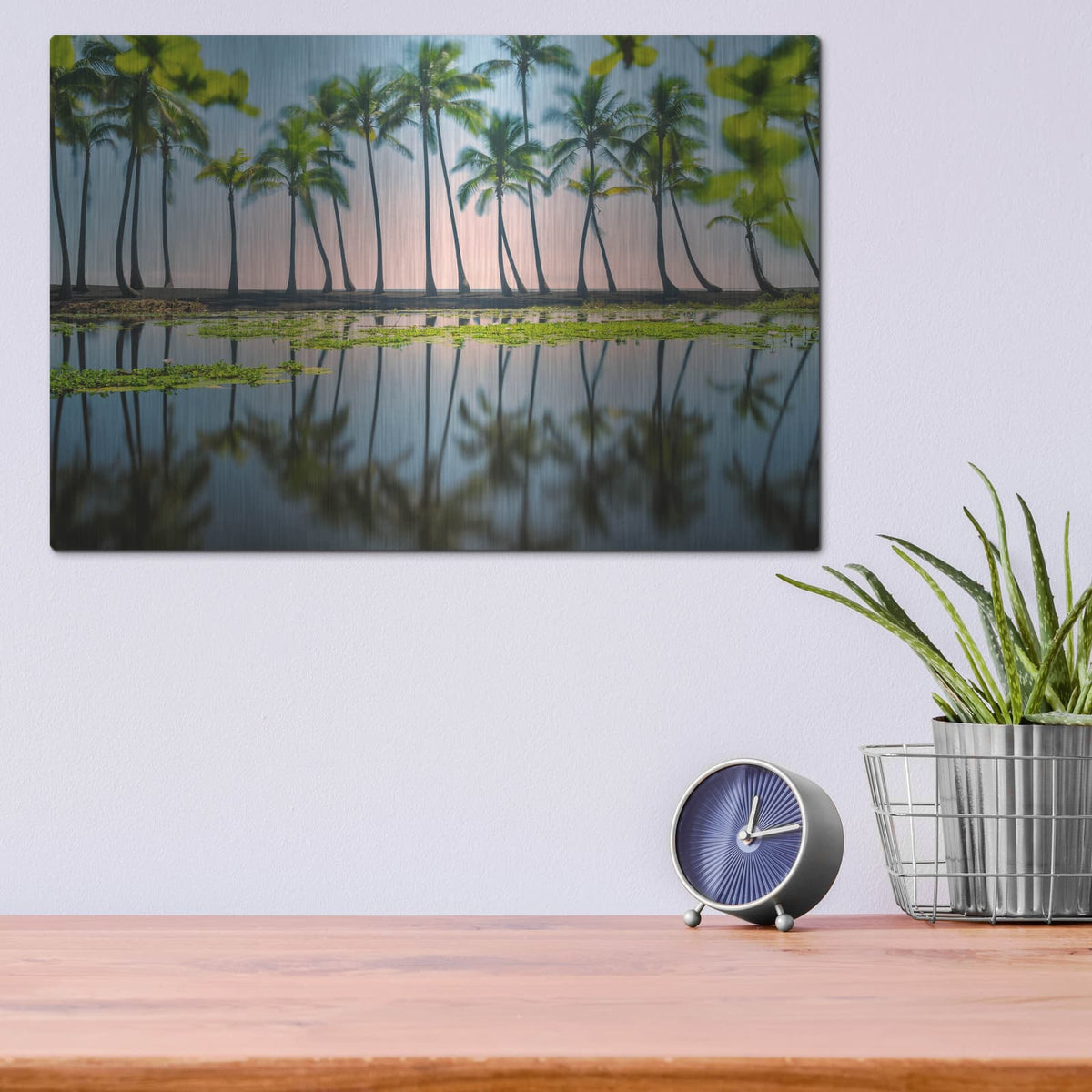 'Palm Tree Reflections' by Dennis Frates – Metal Wall Art, 16x12 room view