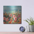 'Coastal Dahlias' by Danhui Nai – Metal Wall Art, 12x12 room view