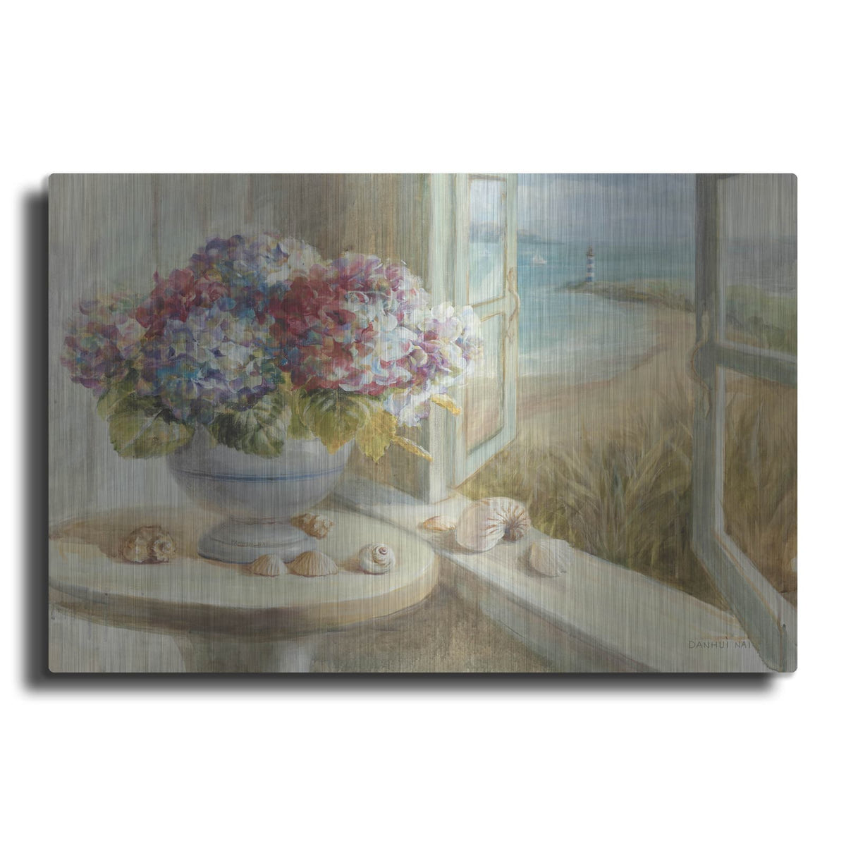 'Coastal Hydrangea' by Danhui Nai – Metal Wall Art