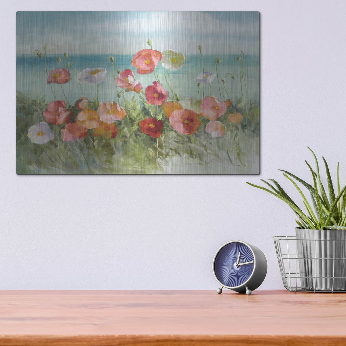 'Coastal Poppies Light.' by Danhui Nai – Metal Wall Art, 16x12 room view