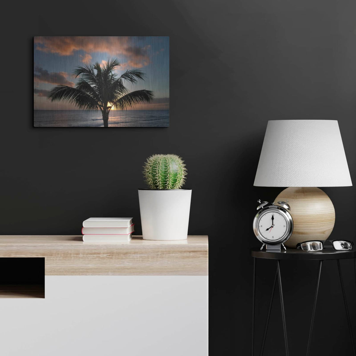 'Palm Tree Sunset II' by Dennis Frates – Metal Wall Art, 24x16 room view