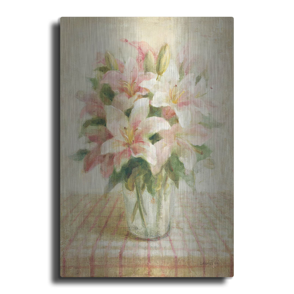 'Cottage Lilies In Pink' by Danhui Nai – Metal Wall Art