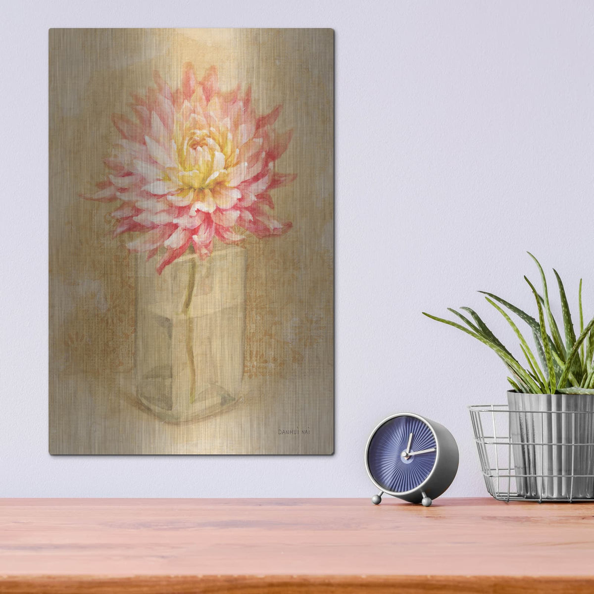 'Dahlia Blossom In Glass' by Danhui Nai – Metal Wall Art, 12x16 room view
