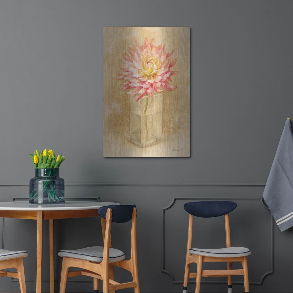 'Dahlia Blossom In Glass' by Danhui Nai – Metal Wall Art, 24x36 room view
